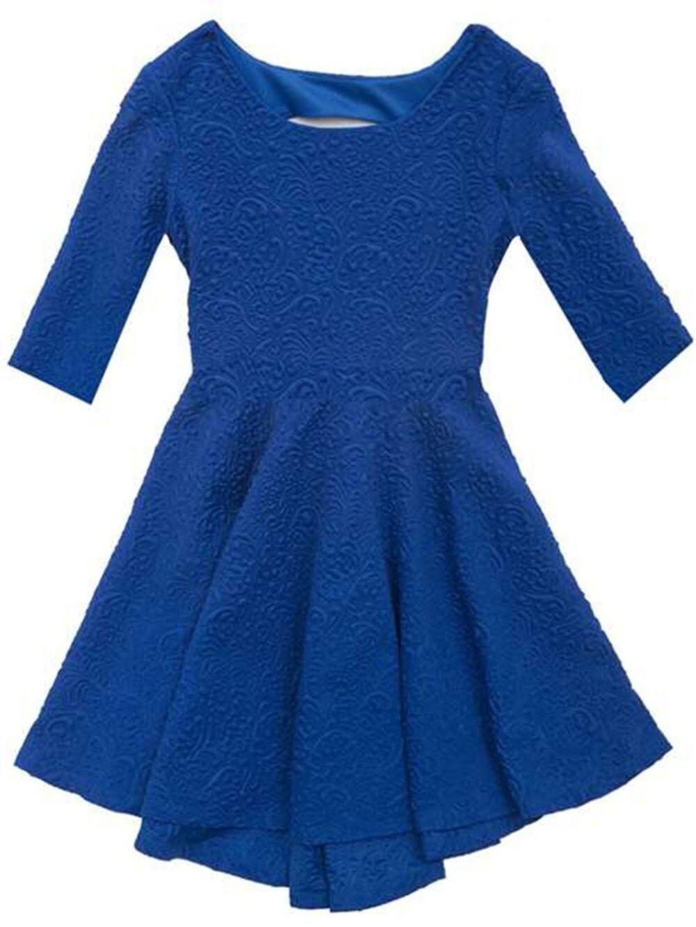 Rare Editions Cobalt Blue Textured Knit Fit & Flare Dress (Girls 14)